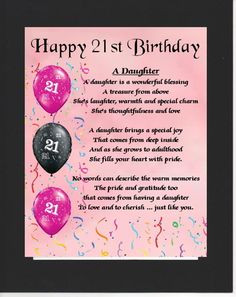 PERSONALISED DAUGHTER POEM – MOUNTED 21st BIRTHDAY DESIGN On offer ...