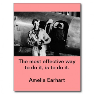 Vintage Amelia Earhart Photo Postcard With motivational quote