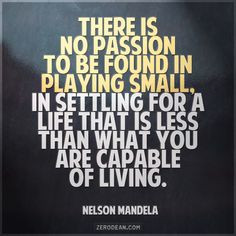 There is no passion to be found in playing small, in settling for a ...