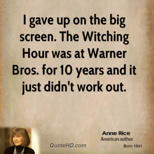 gave up on the big screen. The Witching Hour was at Warner Bros. for ...