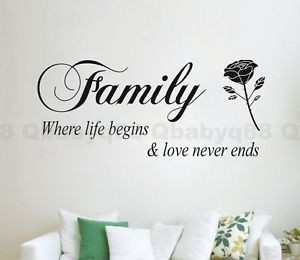Details about Family rose flower Wall quote decals Vinyl sticker decor ...