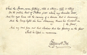 The final stanza of The Raven written in Poe's own hand
