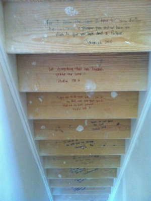 She wrote Bible verses on each step of her new home. The steps will ...