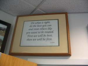 Lou Holtz Quote in Chris's Office