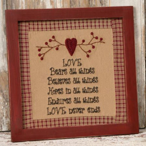 ... Love Bears All Things,Sign with Sayings,Framed Sampler,From www