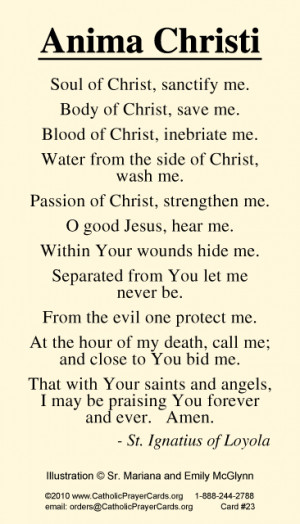ANIMA CHRISTI PRAYER CARD