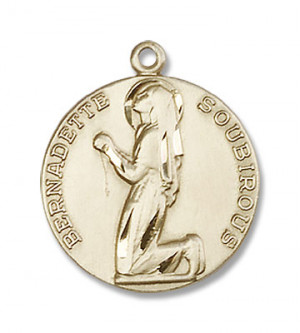 St. Bernadette Medal - 14K Yellow Gold