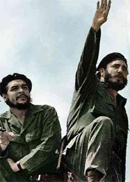 Che Guevara (left) and Fidel Castro (right) in their trademark ...