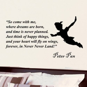 Peter Pan wall decal quote