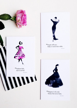 These fashion quote illustrations will be available as greeting cards ...