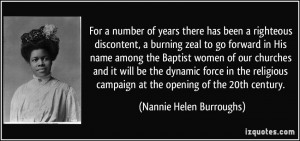 number of years there has been a righteous discontent, a burning zeal ...