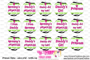 15 Princess Alpha Zebra Cute Sayings Digital Download for 1