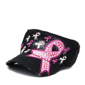 WOMEN PINK RIBBON BREAST CANCER AWARENESS BASEBALL CAP HAT CADET ...
