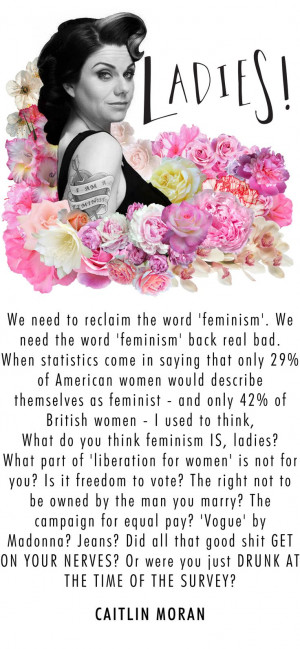 Caitlin Moran quote with flowers