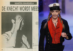 Martin Margiela shies from a picture on the left just after his first