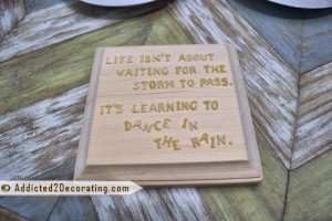 Miniature Dimensional Quote Plaque Made Wtih Alphabet Pasta