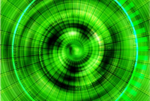 ... of Dimensional Green Spinning Concentric Circles With Binary Code