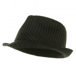 black fedora with white pinstripes