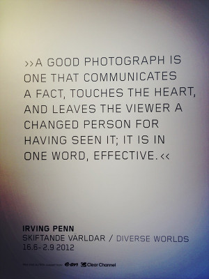 good photograph … Quote by Irving Penn. Picture taken at Moderna ...