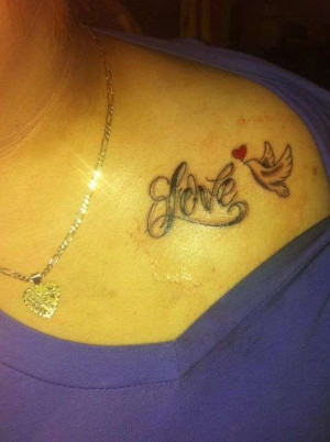 LOVE AND DOVE tattoo