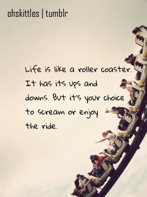 ... it's ups and downs. But it's your choice to scream or enjoy the ride