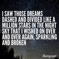 saw those dreams dashed and divided like a million stars in the ...