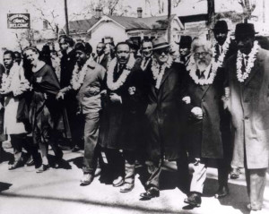Rabbi Abraham Joshua Heschel, second from right, participating in the ...