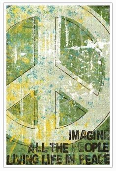 ... Print Typography Art - Imagine All The People Living Life In Peace