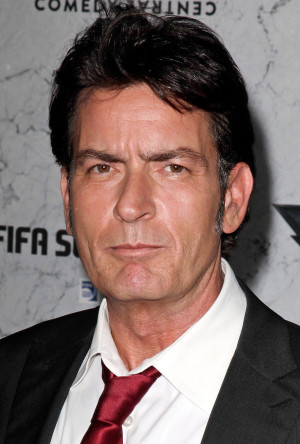 Charlie Sheen white shirt red tie black jacket winning quote