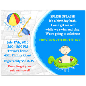 Pool Party Splash Birthday Invitations