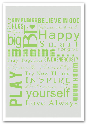 quotes family rules be happy love always lime green prints posters ...