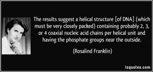 The results suggest a helical structure [of DNA] (which must be very ...