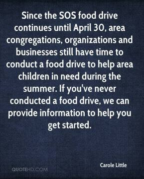 ... food drive, we can provide information to help you get started