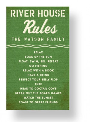 Canvas Art print Custom River House Rules with by GoJumpInTheLake, $45 ...