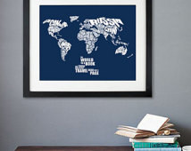 The World is a Book - World Word Map with Travel Quote Map, Nursery or ...