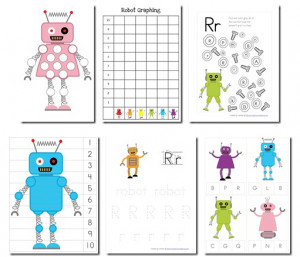 Download a free Robot Preschool Pack which has robot-themed worksheets ...