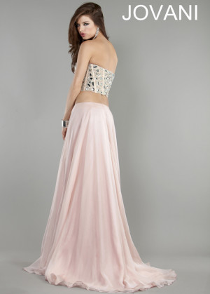 Two Piece Jovani Blush Prom Dress