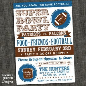 SUPER BOWL PARTY - football party invitation - Printable or Printed ...