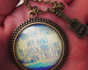 Mgmt song quote necklace with guita r charm ...