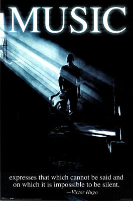 Music (Victor Hugo Quote) Motivational Art Poster Print - 24x36