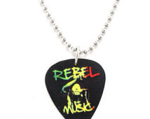 Bob Marley Necklace Guitar Pick Bla ck Rock Music Band Rebel ...