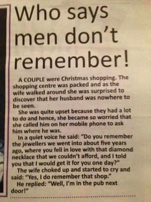 Funny Who Says Men Don't Remember Newspaper Joke Story
