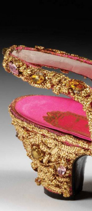 Shoe, Roger Vivier for Christian Dior. Gold braid and glass beads ...