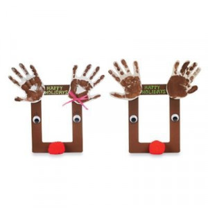 reindeer hand print frame for kids to make for parents