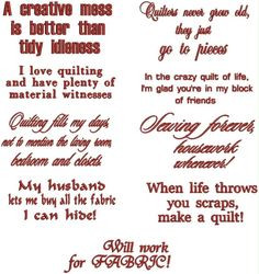 quotes about quilts | Quilting Sayings Set More