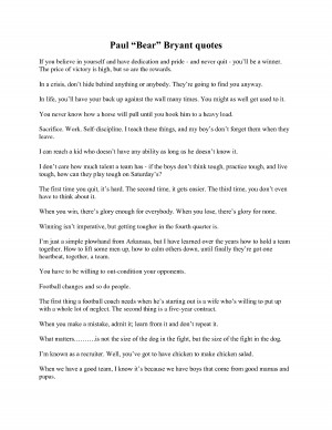 Paul “Bear” Bryant quotes