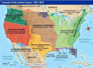 map including Florida Cession from Spain (1819), Louisiana Purchase ...