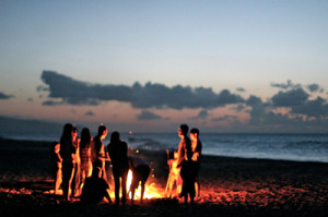 beach, bonfire, friends, fun, summer, sunset