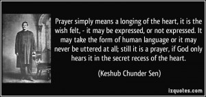 Prayer simply means a longing of the heart, it is the wish felt, - it ...