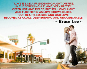 Love is like a friendship caught on fire. In the beginning a flame ...